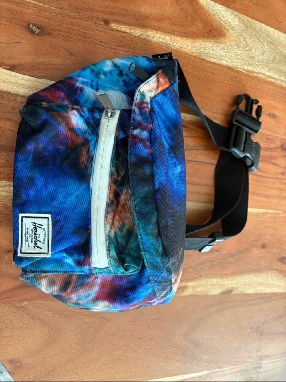 Herschel Supply Company Blue Tie-Dye Fanny Pack with Black Strap